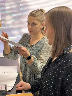 Karly McCroskey, CPA, (left) works with intern Mary Oatman at Gray, Salt & Associates, a small firm in California that offers its interns varied experience.