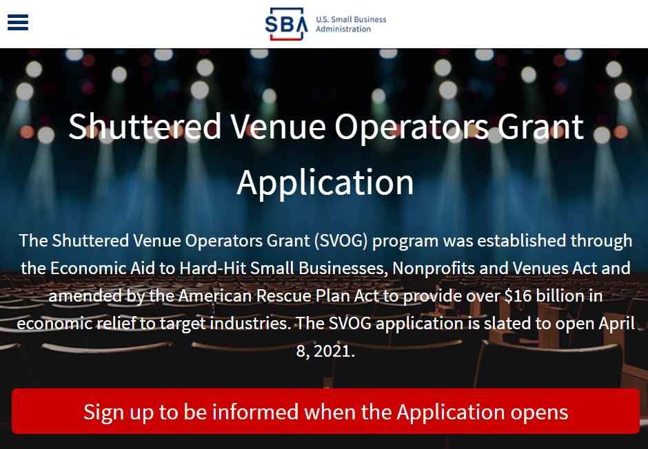 Shuttered Venue Operators Grant applications