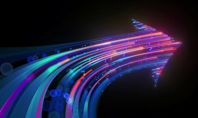 Abstract image of an arrow made of light.
