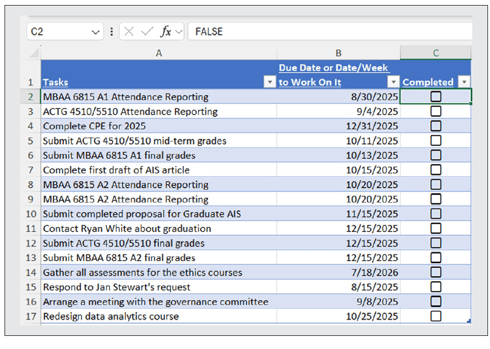 Create a dynamic to-do list with Excel’s checkboxes